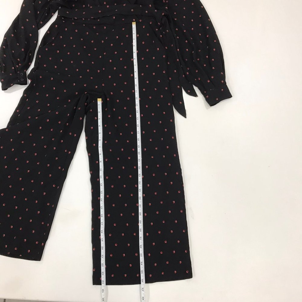 Maison Jules Women's 6 Jumpsuit Black Ladybug Surplice Neck Wide Leg Jumpsuit 6 - Picture 10 of 11